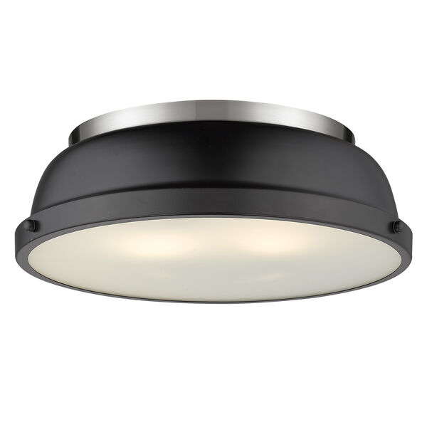 Duncan Pewter and Black 14-Inch Two-Light Flush Mount, image 1